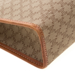 Pre Owned Celine Beige/Tan Coated Canvas and Leather Clutch