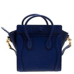 Pre Owned حقيبة يد سيلين نانو لاغيدغ جلد أزرق