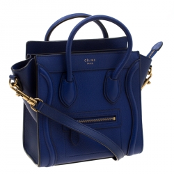 Pre Owned حقيبة يد سيلين نانو لاغيدغ جلد أزرق