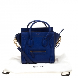 Pre Owned حقيبة يد سيلين نانو لاغيدغ جلد أزرق