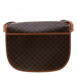 Pre Owned Celine Brown Macadam Coated Canvas Crossbody Bag
