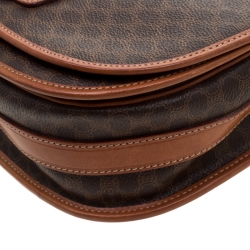 Pre Owned Celine Brown Macadam Coated Canvas Crossbody Bag