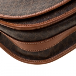 Pre Owned Celine Brown Macadam Coated Canvas Crossbody Bag