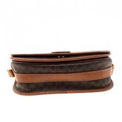 Pre Owned Celine Brown Macadam Coated Canvas Crossbody Bag