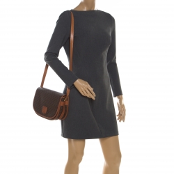 Pre Owned Celine Brown Macadam Coated Canvas Crossbody Bag