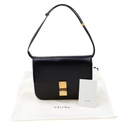 Pre Owned Celine Black Leather Medium Classic Box Shoulder Bag