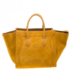 Pre Owned Celine Mustard Suede Medium Phantom Luggage Tote