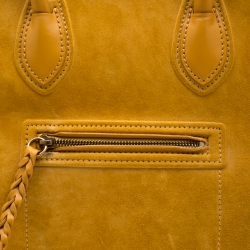Pre Owned Celine Mustard Suede Medium Phantom Luggage Tote