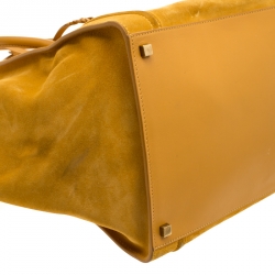 Pre Owned Celine Mustard Suede Medium Phantom Luggage Tote