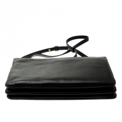 Pre Owned Celine Black Leather Large Trio Crossbody Bag  