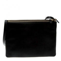 Pre Owned Celine Black Leather Large Trio Crossbody Bag  