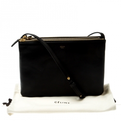 Pre Owned Celine Black Leather Large Trio Crossbody Bag  