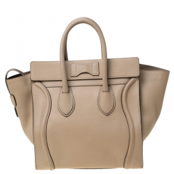 Pre Owned Celine Beige Leather Mini Luggage Tote