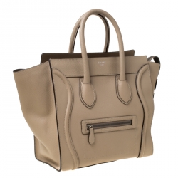 Pre Owned Celine Beige Leather Mini Luggage Tote