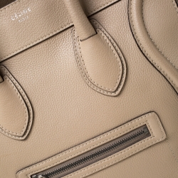 Pre Owned Celine Beige Leather Mini Luggage Tote