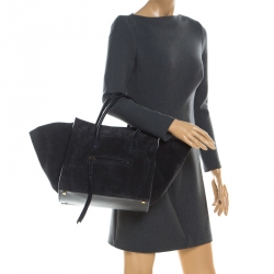 Pre Owned Celine Black Nubuck and Leather Medium Phantom Luggage Tote