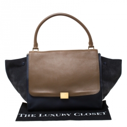 Pre Owned Celine Tri Color Leather and Suede Large Trapeze Tote