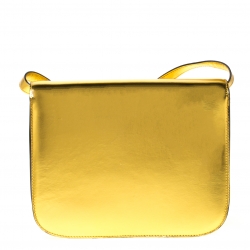 Pre Owned Celine Metallic Gold Leather Medium Classic Box Shoulder Bag
