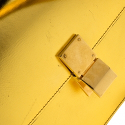 Pre Owned Celine Metallic Gold Leather Medium Classic Box Shoulder Bag