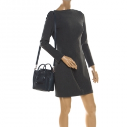 Pre Owned Celine Prussian Leather Nano Luggage Tote