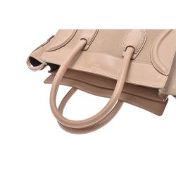 Pre Owned Celine Pink Suede And Leather Mini Luggage Tote