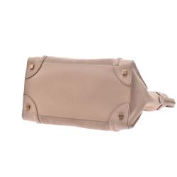 Pre Owned Celine Pink Suede And Leather Mini Luggage Tote