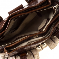 Pre Owned Céline Beige/Brown Monogram Canvas and Leather Satchel