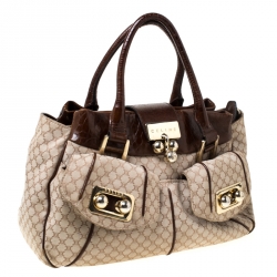 Pre Owned Céline Beige/Brown Monogram Canvas and Leather Satchel