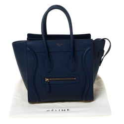 Pre Owned Celine Blue Leather Micro Luggage Tote