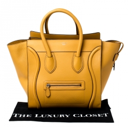 Pre Owned Celine Yellow Leather Mini Luggage Tote