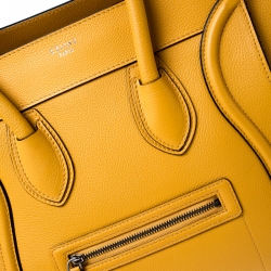 Pre Owned Celine Yellow Leather Mini Luggage Tote
