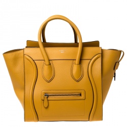 Pre Owned Celine Yellow Leather Mini Luggage Tote