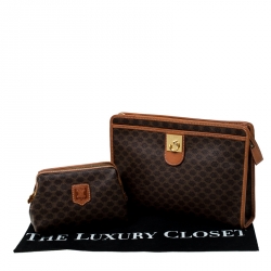 Pre Owned Celine Brown Macadam Leather Clutch