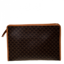 Pre Owned Celine Brown Macadam Leather Clutch