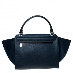 Pre Owned Celine Blue Leather and Suede Medium Trapeze Bag