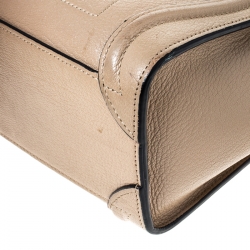 Pre Owned Celine Beige/Black Leather Nano Luggage Tote