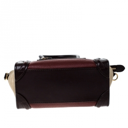 Pre Owned Celine Tri Color Leather and Suede Nano Luggage Tote