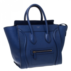 Pre Owned حقيبة سيلين ميني لاغيدج جلد أزرق