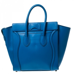 Pre Owned Celine Blue Leather Mini Luggage Tote