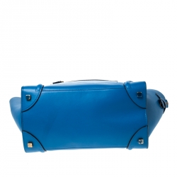 Pre Owned Celine Blue Leather Mini Luggage Tote