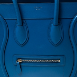 Pre Owned Celine Blue Leather Mini Luggage Tote
