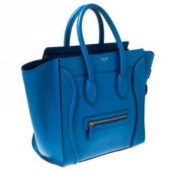 Pre Owned Celine Blue Leather Mini Luggage Tote
