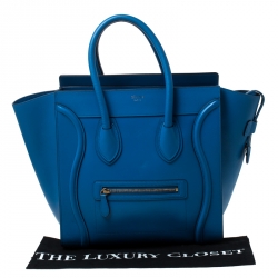 Pre Owned Celine Blue Leather Mini Luggage Tote