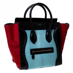 Celine Tri Color Pony Hair and Leather Mini Luggage Tote