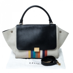 مملوكة مسبقًا حقيبة سيلين ترابيز متوسطة كانفاس وجلد سوداء/ بيج