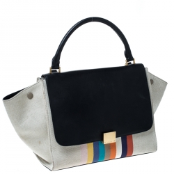 مملوكة مسبقًا حقيبة سيلين ترابيز متوسطة كانفاس وجلد سوداء/ بيج