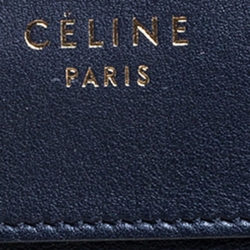 Pre Owned Celine Navy Blue Leather Micro Luggage Tote