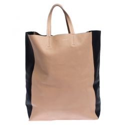 Pre Owned Celine Beige/Black Leather Vertical Cabas Tote