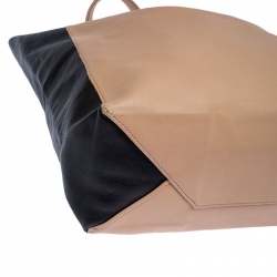 Pre Owned Celine Beige/Black Leather Vertical Cabas Tote