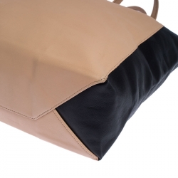 Pre Owned Celine Beige/Black Leather Vertical Cabas Tote